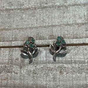 Sterling Silver and Emerald Earrings